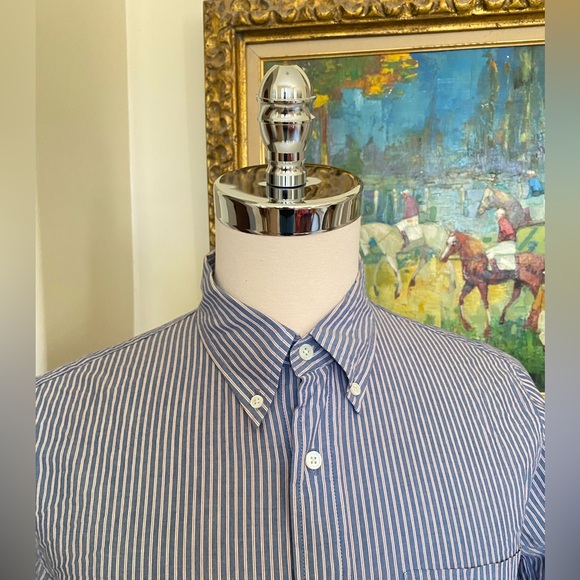 Jack Spade Bleecker Street Shirting Stripe Button Down Sport Shirt Blue L - Picture 2 of 4